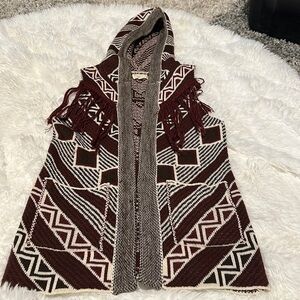 Blu Pepper Girls Hooded Sweater Shawl Vest - Size L